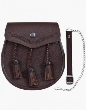 leather sporrans Brown Embossed Celtic