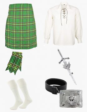 Irish Green Tartan Kilt Package