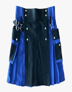 Black & Blue Utility Kilt with Detachable Pockets 