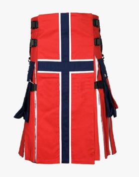 Men's Norwegian Flag Hybrid Utility Kilt- Front Image