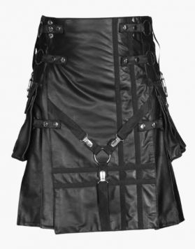 Black Leather Kilt