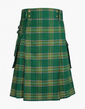 Men's Irish Green Tartan Utility Kilt- Front Image