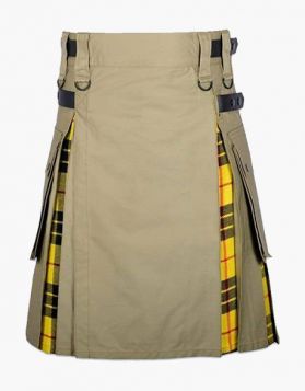 Men's Khaki And Macleod Of Lewis Hybrid Kilt- Front Image 
