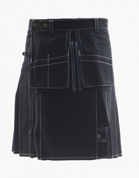 Modern Black Working kilt- Front Image 