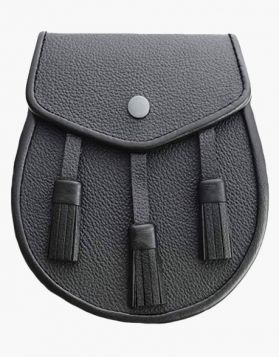 REAL BLACK LEATHER SPORRAN UK