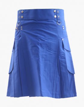 Royal Blue Cargo Utility Kilt- Front Image 