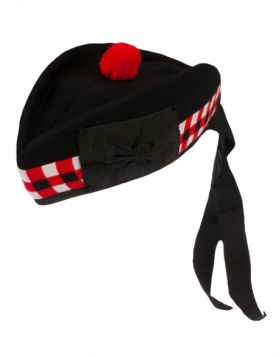 Scottish Glengarry With Red and White Diced Band