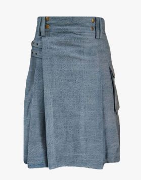 Sky Blue Denim Kilt- Front Image